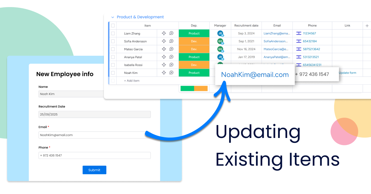 update existing items with monday.com forms